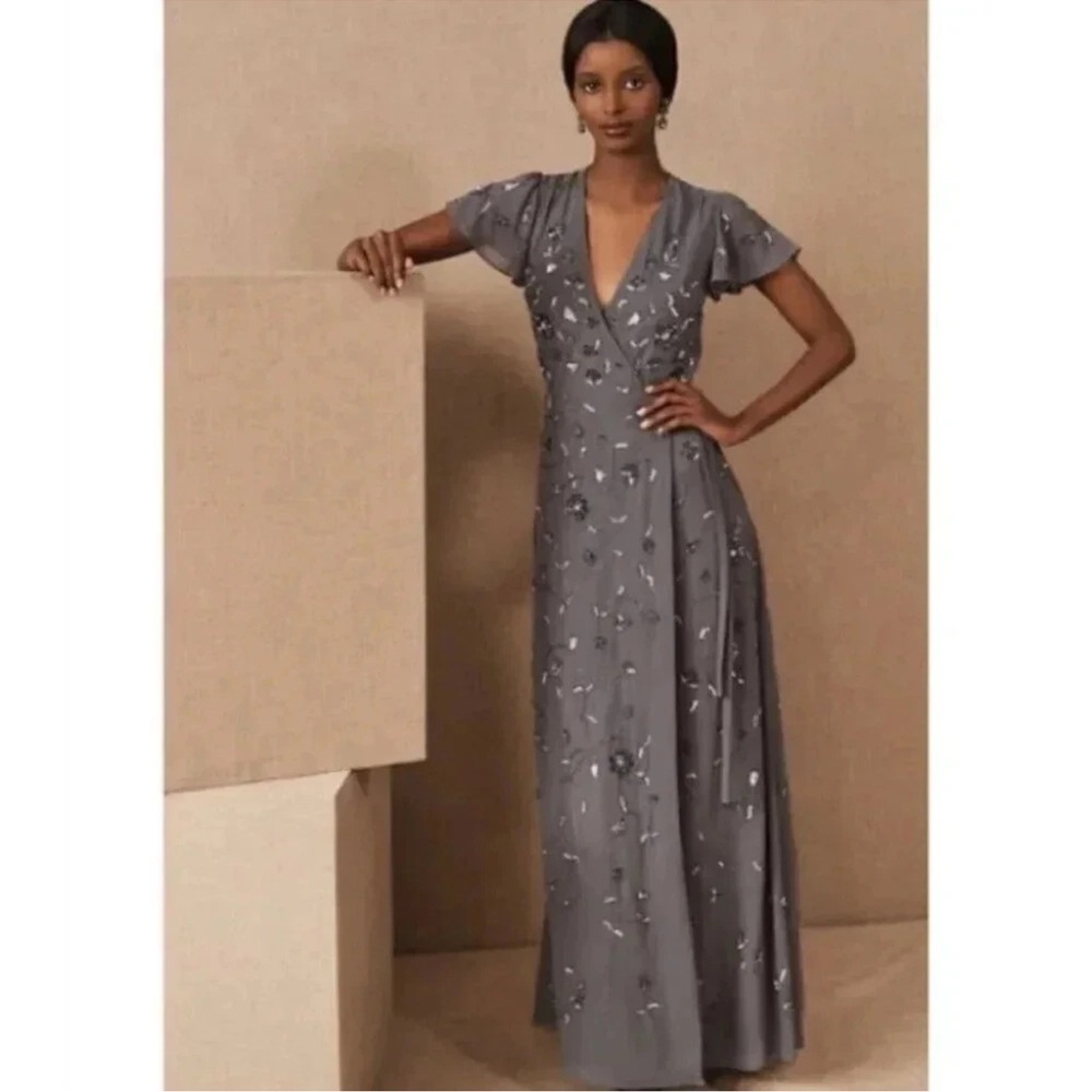 BHLDN Plymouth Hydrangea Wrap Maxi Dress